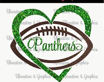 Panthers Football Heart Design Pattern Graphic Design Instant Download EPS SVG DXF Cutting Files Cameo