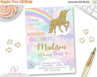 50% OFF SALE Unicorn Invitation, Rainbow Invitation, Magical Birthday Invitation, Unicorn Birthday Invitation, Rainbow Birthday Invitation,