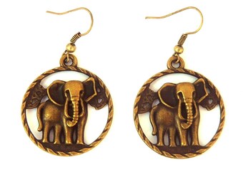 Little creole bronze elephant earrings