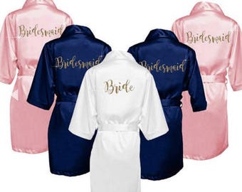 Personalized Bride Robe, Bridesmaid Robe, Bridal Party Robe w Vinyl