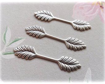 Antique Silver Leaf Fold Over Bails 7x35mm 3Pcs