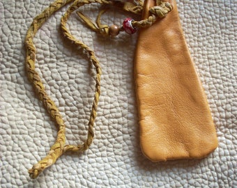 orange leather pouch