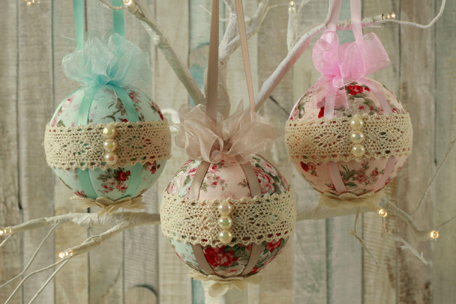 Christmas ornaments set Shabby chic decorations Christmas