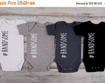 LATE SHIP SALE Baby Boy Gift, Handsome Bodysuit, White, Gray, Graphite Gray or Black Baby Boy Outfit, Baby Boy Clothes, Newborn Boy Props, N