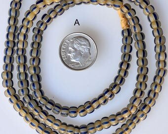 Vintage Venetian Striped Glass Pony Beads- African Trade Beads - 5-6mm - Various Colors - 24 Inch Strand