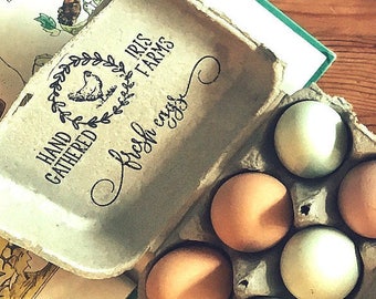 Custom Egg Cartons - Fresh Eggs Carton - Chicken Egg Carton Stamp - Farm Name Stamp - Chicken Coop Egg Carton - Backyard Chicken Egg Stamper