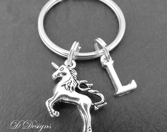 Unicorn Key Chain, Unicorn Keyring, Silver Unicorn Jewellery, Personalised Keychain, Gifts for Unicorn lovers