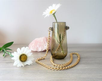 Hanging Glass Vase on Gold Chain
