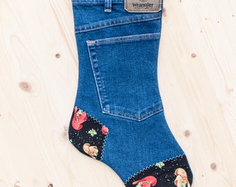 Western Christmas Stocking - Denim Stocking - Christmas Stocking - Country Christmas - Cowgirls Gift - Cowboy Hats - Rustic Christmas Decor