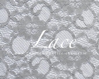 Grey lace fabric stretch lace by the yard