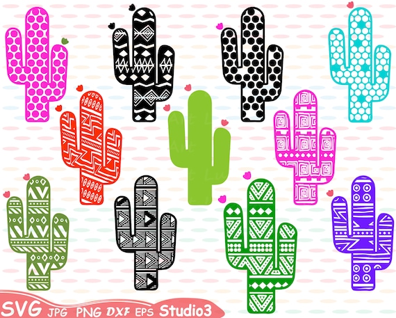 Download Cactus Chevron Monogram Silhouette SVG Cutting Files Digital