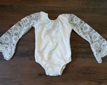 Cream lace leotard, baby leotard, toddler leotard, girls leotard, gymnastics outfit, flower girl, flower girl dress