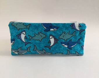 Shark Zipper Bag / Sharks / Hammerhead / Pencil Case / Coin Purse / Wallet / Makeup Bag / Bag / Pouch / Gift / Marker Bag / Great White