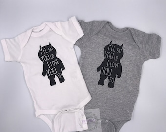 Where The Wild Things Are, I'll Eat You Up I Love You So, Fan Bodysuit, Baby Girl Outfit, Baby Boy Outfit, Wild One, Baby Shower Gift