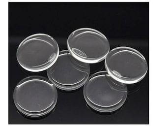 Set of 10 20 mm transparent glass cabochons