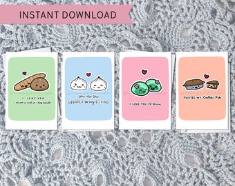 Printable Food Pun Valentines || Hand-drawn Doodles (Printable PDFs)