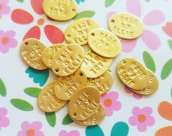 Jewelry Tags - Brass Oval Handstamped Custom Logo Jewelry Design Branding