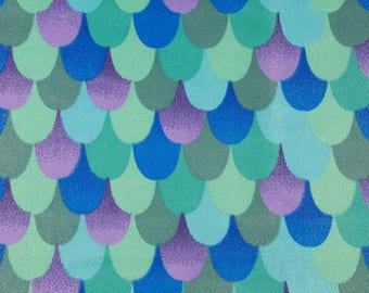 Soft and Comfy Minky Mermaid fabric - Green, purple, teal, glitter Scales