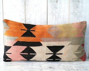 Kilim pillow wool pillow vintage turkish kilim pillow