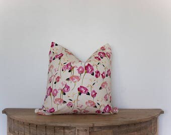 18x18 Floral Linen Pillow Cover