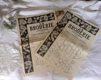 Two french embroidery for keyrings 1968 newspapers