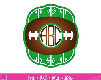 Football Monogram svg - Fall Monogram svg - Monogram Frame svg - Football Shirt svg - Circle Monogram svg - American Football