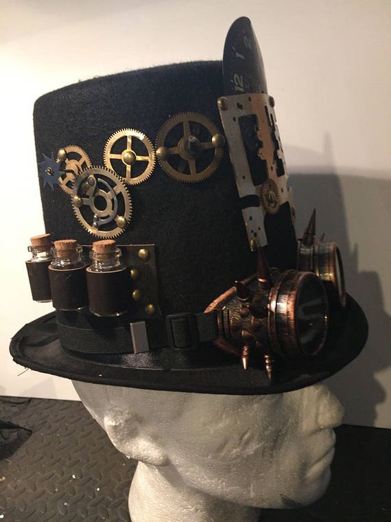 Steampunk Stove Pipe Tall Top Hat Retro Copper Effect Spikey