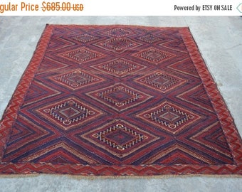 BIG SALE 6'5 x 6'2 FT Beautiful Square size Tribal Mashwani rug Vintage Afghan hand knotted Mashwani, Square rug, Tribal rug decor rug baluc