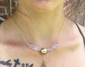 Golden Snitch and Deathly Hallows necklace