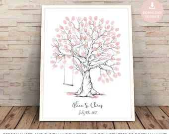 fingerprint tree, wedding tree, finger print tree, guest book, wedding tree printable, fingerprint tree printable, fingerprint tree swing