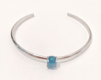Blue Chalcedony Sterling silver bracelet/bangle