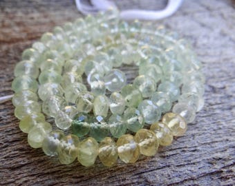 Beautiful Blue, Yellow, Green Beach Tones Shaded Prehnite | Large Faceted Rondelles | ~6x4mm | Sold in Sets of 10 Rondelles