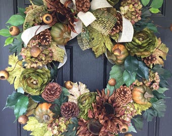 Fall Wreath, Autumn Wreath, Thanksgiving Wreath, Front Door Wreath