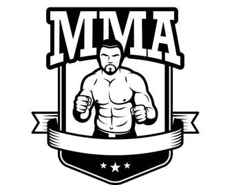 MMA Logo #1 Boxer Gloves Ring Fight Fighting Boxing Ribbon Shield .SVG .EPS Instant Digital Clipart Vector Cricut Cut Cutting Download File