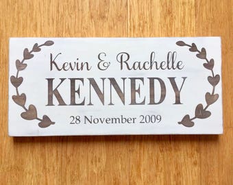 Last Name Sign | Wedding Gift | Couple Gift | 5th Anniversary Gift | Family Plaque | Keepsake Gift | Established Sign | Wooden Couple Sign