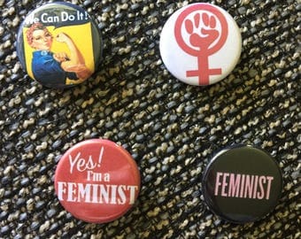 Feminist, Rosie, Rosie the Riveter, Feminism, Equal Rights, Pins, Pinbacks, Buttons, Magnets, 1.25 inch