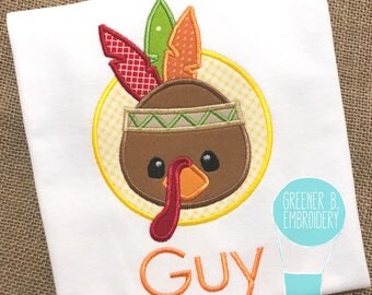 Turkey Applique Shirt / Indian Turkey Applique / Personalized Turkey Shirt / Thanksgiving Shirt / Boy Thanksgiving Shirt / Baby Thanksgiving
