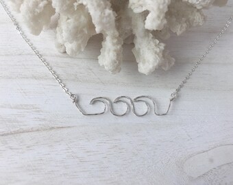 Wave Necklace, Three Wave Necklace, Gold-filled Waves Necklace, Sterling Silver Waves Necklace, Ocean Wave Necklace, Beach Necklace