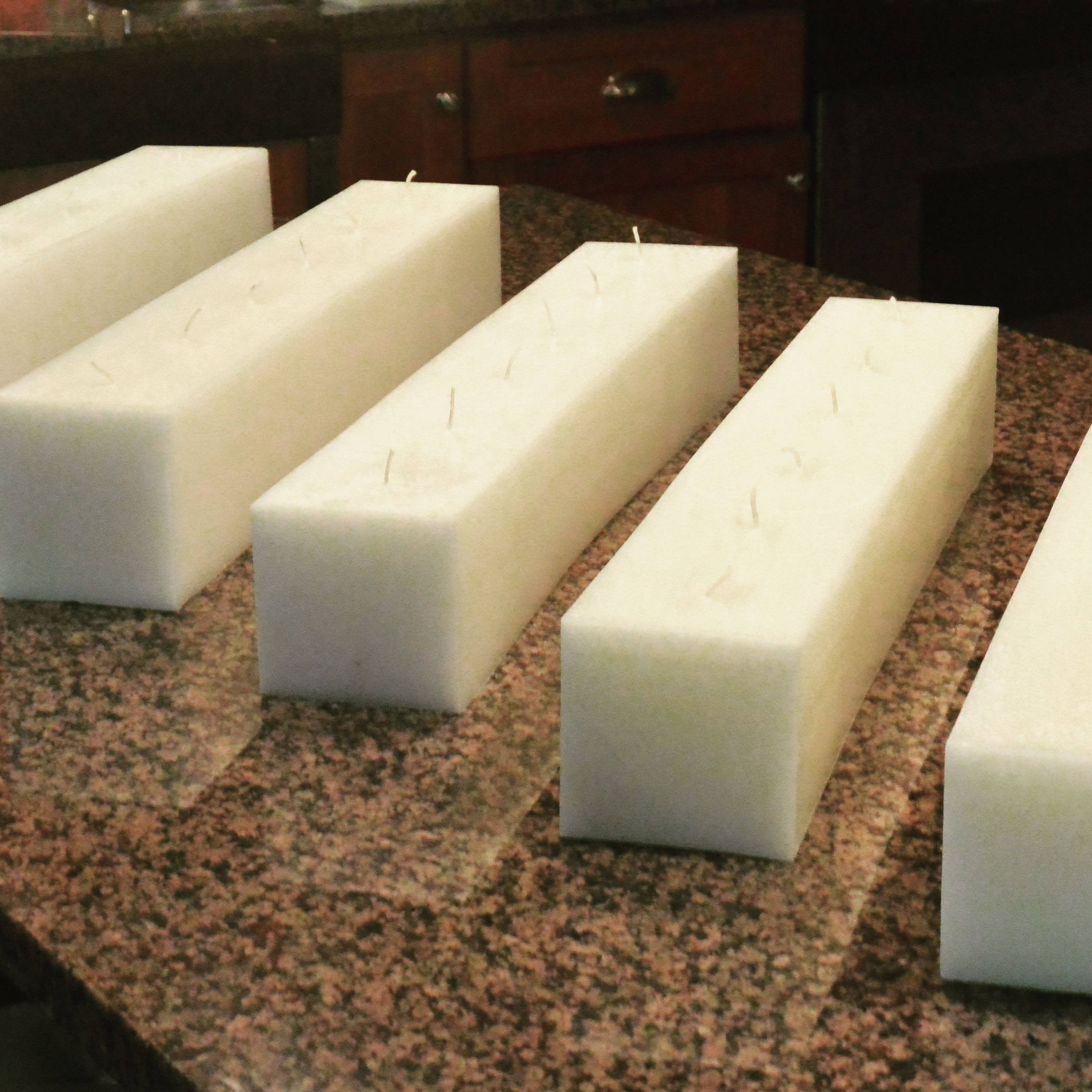 Hand poured 24 inch long multi wick candle with 6 wicks WHITE ships in