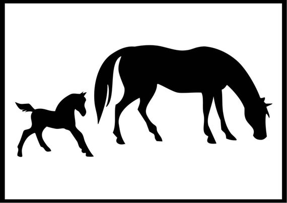 Pferd und Fohlen Schablone verschiedene Größen