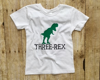 Three Rex Shirt Three Year Old Shirt Boy Birthday Shirt