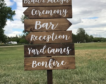 Directional Wedding Signs, Wedding Arrow Sign, Receptions Sign, Ceremony Sign, Bar Sign, Rustic Wedding Sign, Pointing Signs, Guide Signs