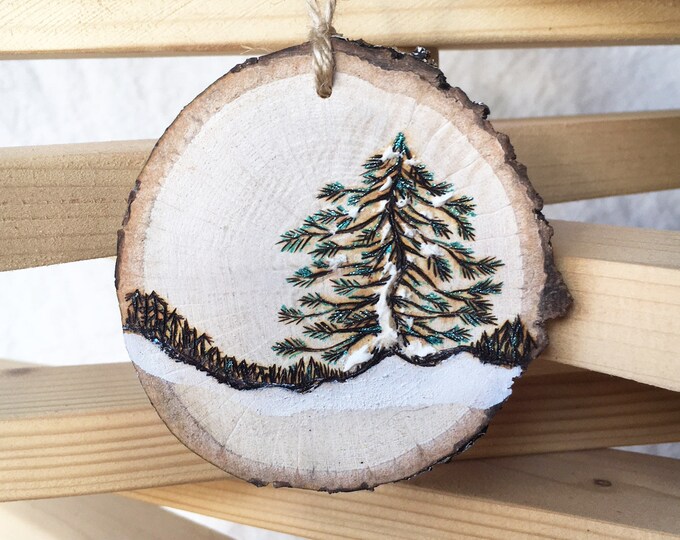 Ornament Wood burned hand painted custom