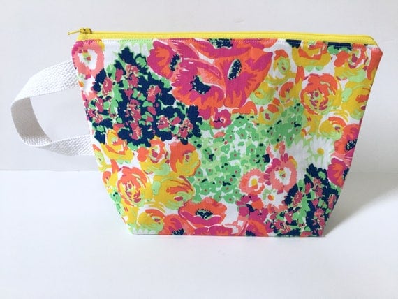 Medium Zipper Pouch, Knitting Bag, Project Bag, Diaper Bag, Zipper Project Bag, Floral Zipper Bag, Floral Knitting Bag, Travel Accessory