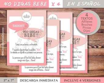 Dont say baby in SPANISH - Baby shower game in spanish - Princess baby shower
