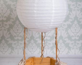 Hot Air Balloon Photography Prop, Newborn Baby Photo Prop, Wood Basket With Ropes and Colorful Balloon, Little Traveler, Travel Theme