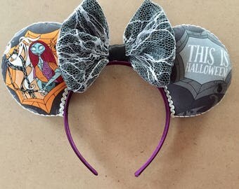 Jack Skellington inspired Mickey Ears, Halloween Mickey Ears, Halloween Minnie Ears, Mickey's No-So-Scary
