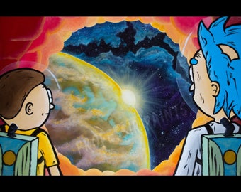 Rick and Morty in Anatomy Park - Acrylic Painting - Rick and Morty Poster / Fine Art Print
