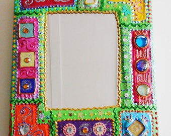 Mirror painted happy "NAP" 23 X 27 cm green colors