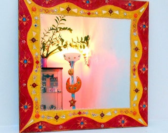 large mirror "Strawberry mango" 85 X 85 cm